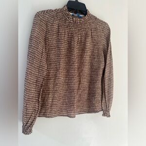 Elegant Brown Patterned Blouse